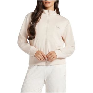 Guess, Sweatshirts & Hoodies, Dames, Beige, S, Polyester, Hoge hals Full Zip Sweatshirt Gelsey