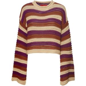 La DoubleJ, Truien, Dames, Veelkleurig, S, Katoen, Chunky gestreepte cropped trui