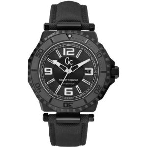 Guess, Accessoires, Heren, Zwart, ONE Size, Zwart Leren Herenhorloge