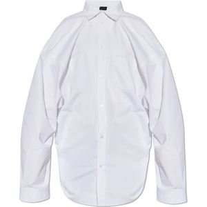 Balenciaga, Blouses & Shirts, Dames, Wit, S, Katoen, Oversized shirt met zak
