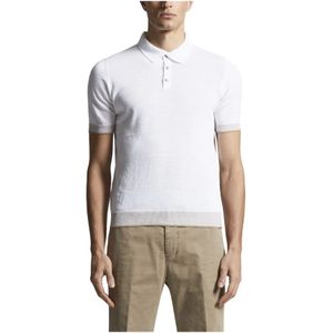 Peserico, Truien, Heren, Wit, XL, Katoen, Linnen en katoenen crêpe poloshirt