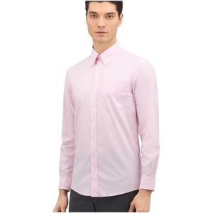 Brooks Brothers, Overhemden, Heren, Roze, L, Katoen, Lichtroze Slim Fit Non-Iron Stretch Katoenen Overhemd met Button Down Kraag