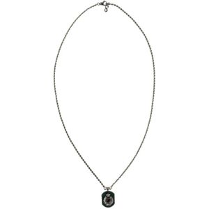 Dolce & Gabbana, Accessoires, Heren, Grijs, ONE Size, Zilveren Shield Hanger Ketting