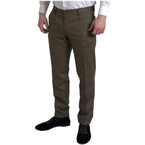 Dolce & Gabbana, Broeken, Heren, Bruin, M, Wol, Italiaanse Wol Chino Broek