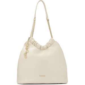 Kazar, Tassen, Dames, Beige, ONE Size, Leer, Roomkleurige handtas van losse snit met twee handvatten