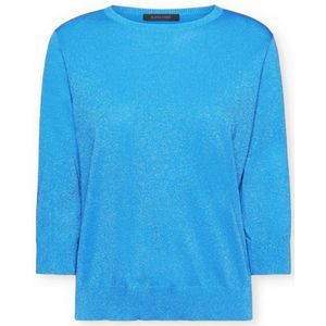 Elena Mirò, Truien, Dames, Blauw, M, Lurex-trui met driekwartmouwen