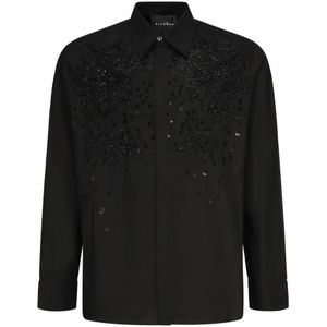 John Richmond, Overhemden, Heren, Zwart, 2Xl, Zwarte Button-Up Overhemd Regular Fit