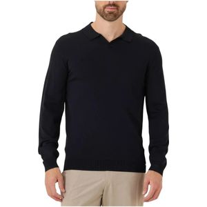 Gentiluomo, Truien, Heren, Zwart, XL, Blauwe Polo Sweater Geen Knop