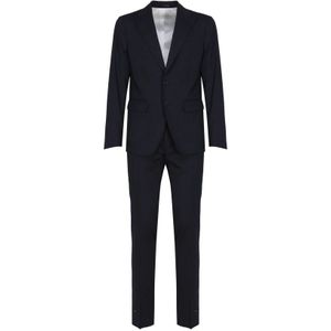 Dsquared2, Pakken, Heren, Blauw, XL, Wol, Marineblauwe Stretch Wollen Jurk