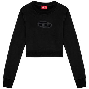 Diesel, Sweatshirts & Hoodies, Dames, Zwart, M, Katoen, Cropped sweatshirt met uitgesneden logo