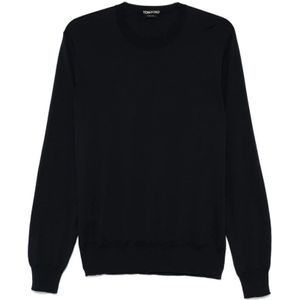 Tom Ford, Truien, Heren, Blauw, 3Xl, Marineblauwe trui met ronde hals