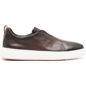 Santoni, Schoenen, Heren, Bruin, 44 EU, Leer, Cedar Brown Sneakers met Trekker