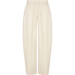Armani Exchange, Broeken, Dames, Beige, L, Katoen, Beige Casual Hoge Taille Broek