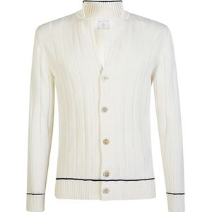 Eleventy, Truien, Heren, Wit, M, Katoen, Katoenen cardigan met opstaande kraag