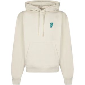 Burberry, Sweatshirts & Hoodies, Heren, Wit, M, Katoen, Stijlvolle Hoodie met Trekkoord
