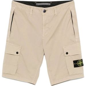 Stone Island, Korte broeken, Heren, Beige, W38, Beige Casual Shorts