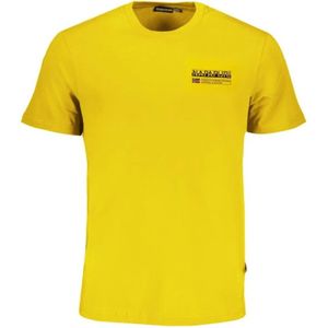 Napapijri, Tops, Heren, Geel, S, Katoen, Gele Katoenen T-Shirt met Print Logo