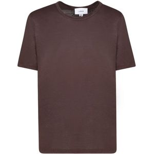 Lardini, Tops, Heren, Bruin, M, Linnen, Linnen T-shirt
