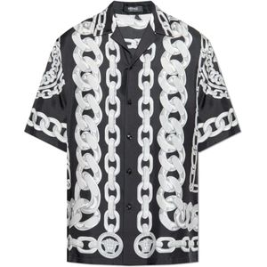 Versace, Overhemden, Heren, Zwart, M, Zijden overhemd