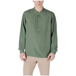 Antony Morato, Overhemden, Heren, Groen, XL, Linnen, Groene Mandarin Kraag Shirt voor Mannen