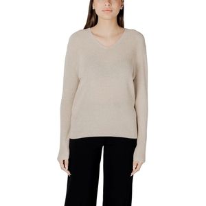 Street One, Truien, Dames, Beige, S, Katoen, Gouden Lurex V-Hals Trui