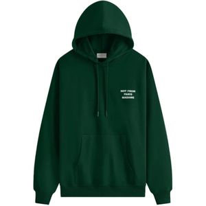 Drole de Monsieur, Sweatshirts & Hoodies, Heren, Groen, XL, Katoen, Donkergroene Hoodie met Slogan