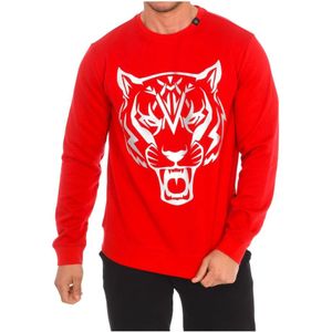 Plein Sport, Sweatshirts & Hoodies, Heren, Rood, M, Katoen, Ronde Hals Sweatshirt met Merkprint