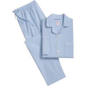 Brooks Brothers, Nachtkleding & Lounge, Heren, Blauw, XL, Katoen, Gestreepte katoenen broadcloth pyjamaset