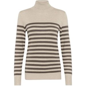 Kaffe, Truien, Dames, Beige, S, Nylon, Gestreepte Coltrui Trui Veergrijs/Bruin