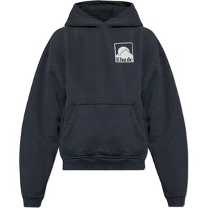 Rhude, Sweatshirts & Hoodies, Heren, Grijs, M, Katoen, Logo Sweatshirt