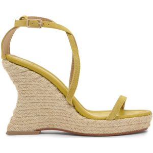 Castañer, Schoenen, Dames, Groen, 37 EU, Suède, Sandalen met sleehak