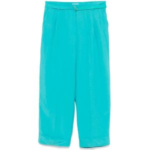 Liu Jo, Broeken, Dames, Blauw, M, Linnen, Chique Turquoise Broek voor Vrouwen
