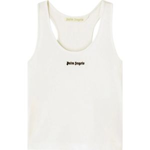 Palm Angels, Tops, Dames, Wit, XS, Katoen, Stijlvolle Tee met Uniek Design