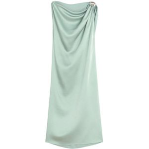 Lanvin, Kleedjes, Dames, Groen, M, Gedrapeerde jurk met Arpège ringdetail