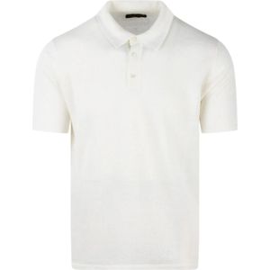 Roberto Collina, Tops, Heren, Wit, L, Linnen, Linnen Klassieke Polo Shirt