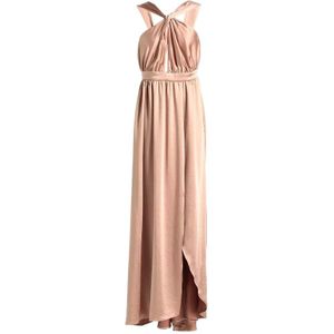 Pinko, Kleedjes, Dames, Roze, 2Xs, Satijn, Satijnen Mouwloze Jurk met Torchon Detail
