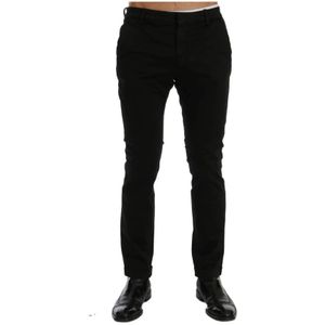 Costume National, Broeken, Heren, Zwart, S, Katoen, Chique Zwarte Slim Fit Katoen Stretch Broek
