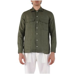 Tagliatore, Overhemden, Heren, Groen, 3Xl, Linnen, Linnen overhemd