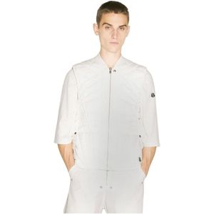 Moncler, Jassen, Heren, Wit, M, Polyester, Gewatteerd Flight Vest met Logopatch