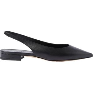 Scarosso, Schoenen, Dames, Zwart, 37 1/2 EU, Leer, Elegante Zwarte Slingback Ballerina`s