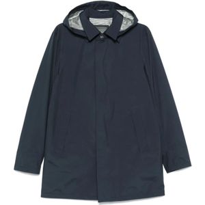 Herno, Mantels, Heren, Blauw, S, Navy Blue Ritsjas met aansluitende manchetten