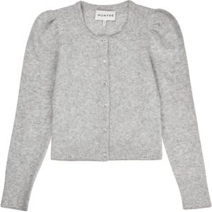 Munthe, Truien, Dames, Grijs, L, Zacht Gebreid Vest met Pofmouwen