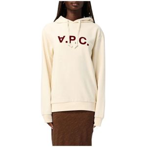 A.p.c., Sweatshirts & Hoodies, Dames, Wit, S, Katoen, Grijze Logo Hoodie Stijlvolle Sweatshirt