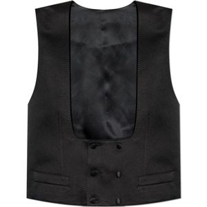 Dolce & Gabbana, Jassen, Heren, Zwart, L, Zijden smokingvest