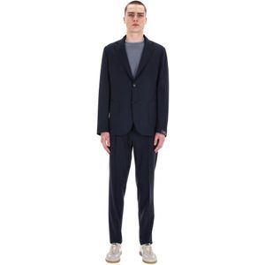 Barba, Pakken, Heren, Blauw, M, Wol, Blauwe Tailored Jurk Easy Lijn