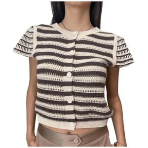 Twinset, Truien, Dames, Veelkleurig, M, Katoen, Roze Chocolade Geribbeld Sweatshirt