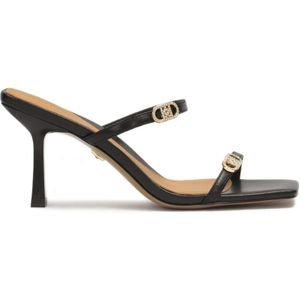 Kazar, Schoenen, Dames, Zwart, 37 EU, Leer, Vierkante muiltjes met dunne bandjes