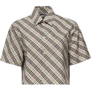 Burberry, Blouses & Shirts, Dames, Grijs, 3Xs, Katoen, Grijs overhemd met knoopsluiting