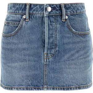 Alexander Wang, Rokken, Dames, Blauw, W27, Katoen, Mini Rok Hotfix Mesh Undie