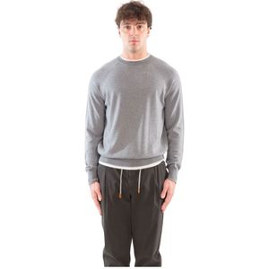 Eleventy, Truien, Heren, Grijs, XL, Contrast Ribs Trui